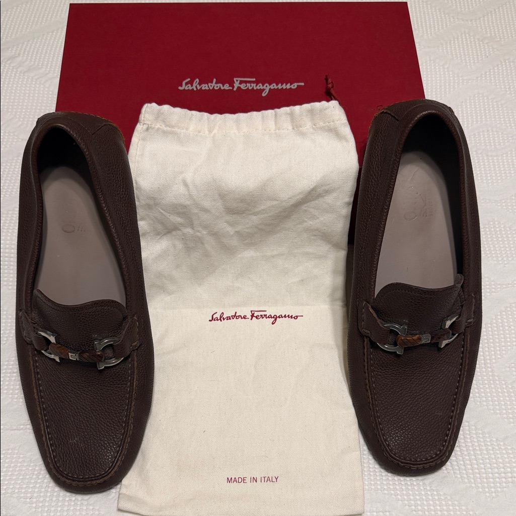 Salvatore Ferragamo Salamanca 2 Dark Brown Men's Slip-On Loafers | Size 12e Us